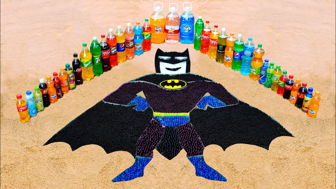 How to make Corful Batman with Orbeez & Mentos , Big Schweppes , Coca Cola  & Many Other Soft Drinks - YouTube