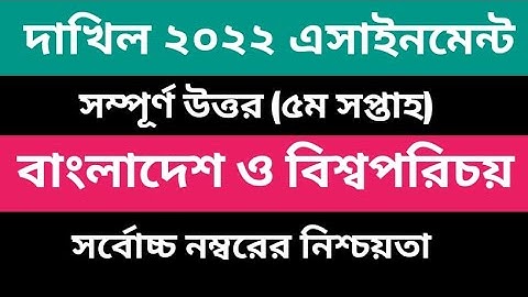 ১০ম শ্রেণির বাংলাদেশ ও বিশ্বপরিচয় এসাইনমেন্ট ||5th week || Dakhil Madrasah Class 10 BGS Assignment