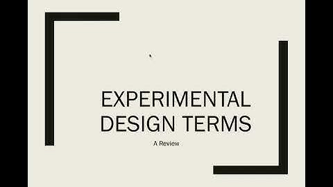 Experimental Design Terms