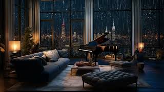 Piano Rain Lullaby | Cozy Room Ambiance with Night Rain & Calming Piano Sounds | Cozy Night Rain