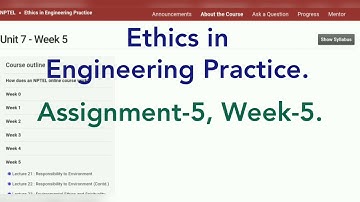 NPTEL || Ethics in Engineering Practice || Assignment 5 || Week 5 || Swayam || NPTEL ||