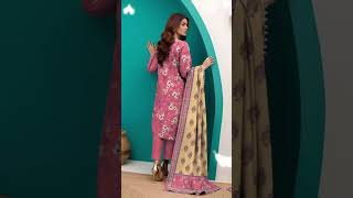 Pink Printed 3-Piece Dobby Lawn Suit for Women💖