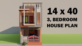 Small car parking 3 Bedroom house plan,14by40 3 Bedroom house design,makan ka naksha,ghar ka design screenshot 5