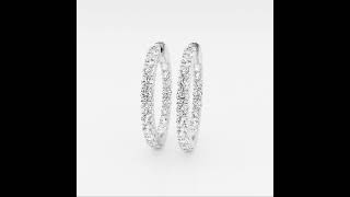 4 ctw Round Lab Grown Diamond Inside Out Hoop Earrings 14K White Gold, FG, SI1+