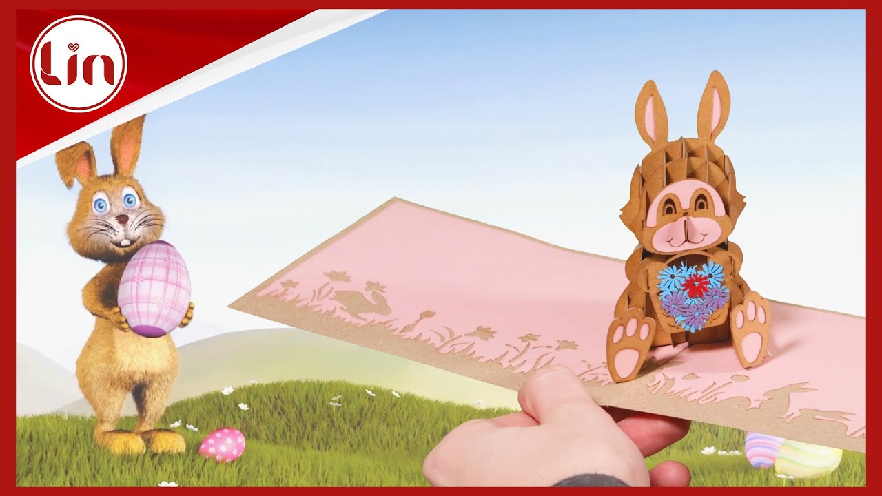Spring awakening with the Easter bunny 3D card with a wow effect | LINPopUp