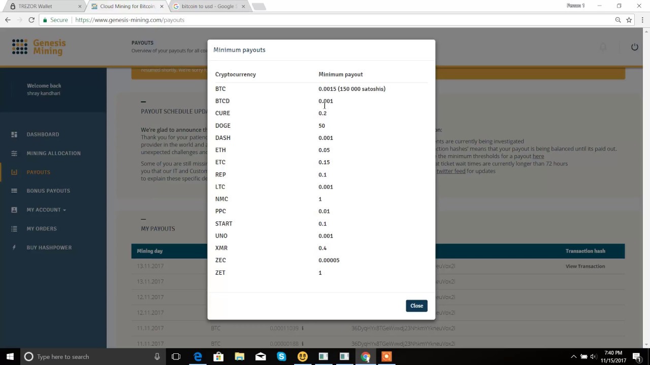 Genesis Mining Payout | My first payout with Genesis Mining