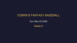 Week 6: Sun May 03 | Cobra's Fantasy Baseball Update