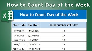 How to Count Day of the Week in Ms Excel
