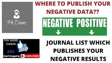 How to publish negative results. Journals to publish your negative data Importance of Negative data