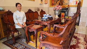 Đồ xưa cũ 16/3 bộ bàn ghế louis gỗ cẩm lai mặt nu hương đồ gỗ xưa cao cấp hiếm có