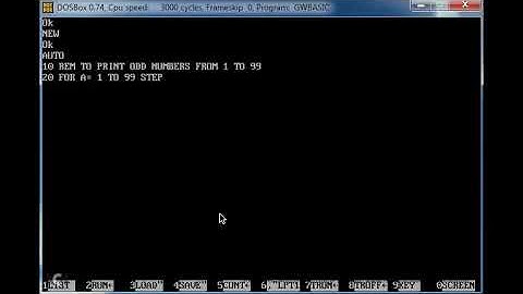A program in gw basic programming by using for and next loop.