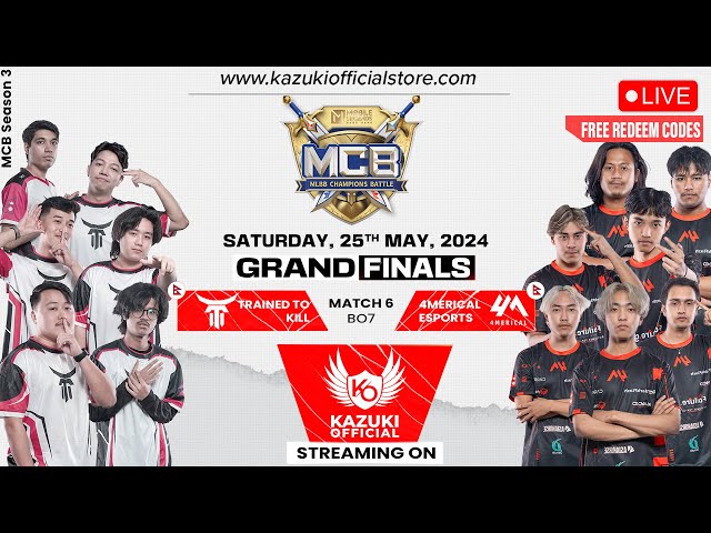 KAZUKI IS LIVE! | MCB GRAND FINALS | 4MERICAL ESPORTS VS T2K | FREE DIAMONDS CODES class=