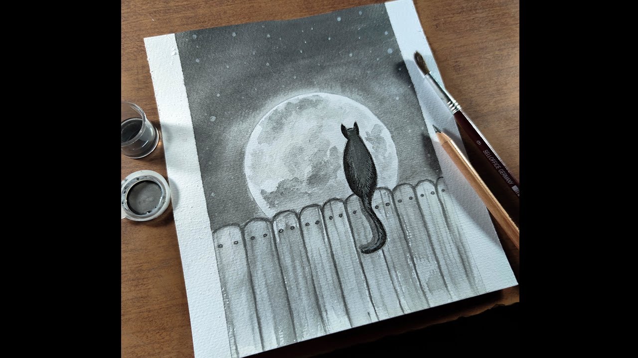 Cómo Dibujar un GATO mirando la LUNA - Paso a Paso (Muy Fácil) - thptnganamst.edu.vn