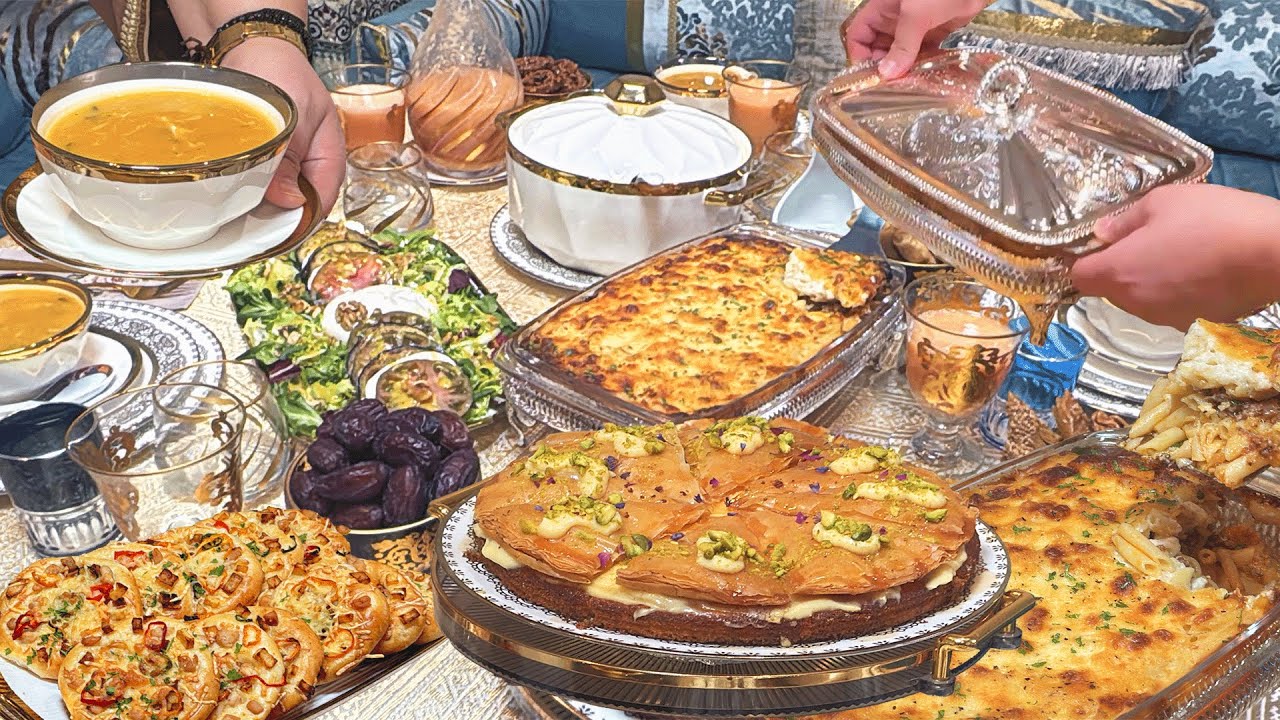 فطور رمضان 🌙مائدة اقتراحات متنوعة سهلة وسريعة🔥 عشاء سحور مملحات حتى العصير تحلية كراتان شوربة فطائر😋