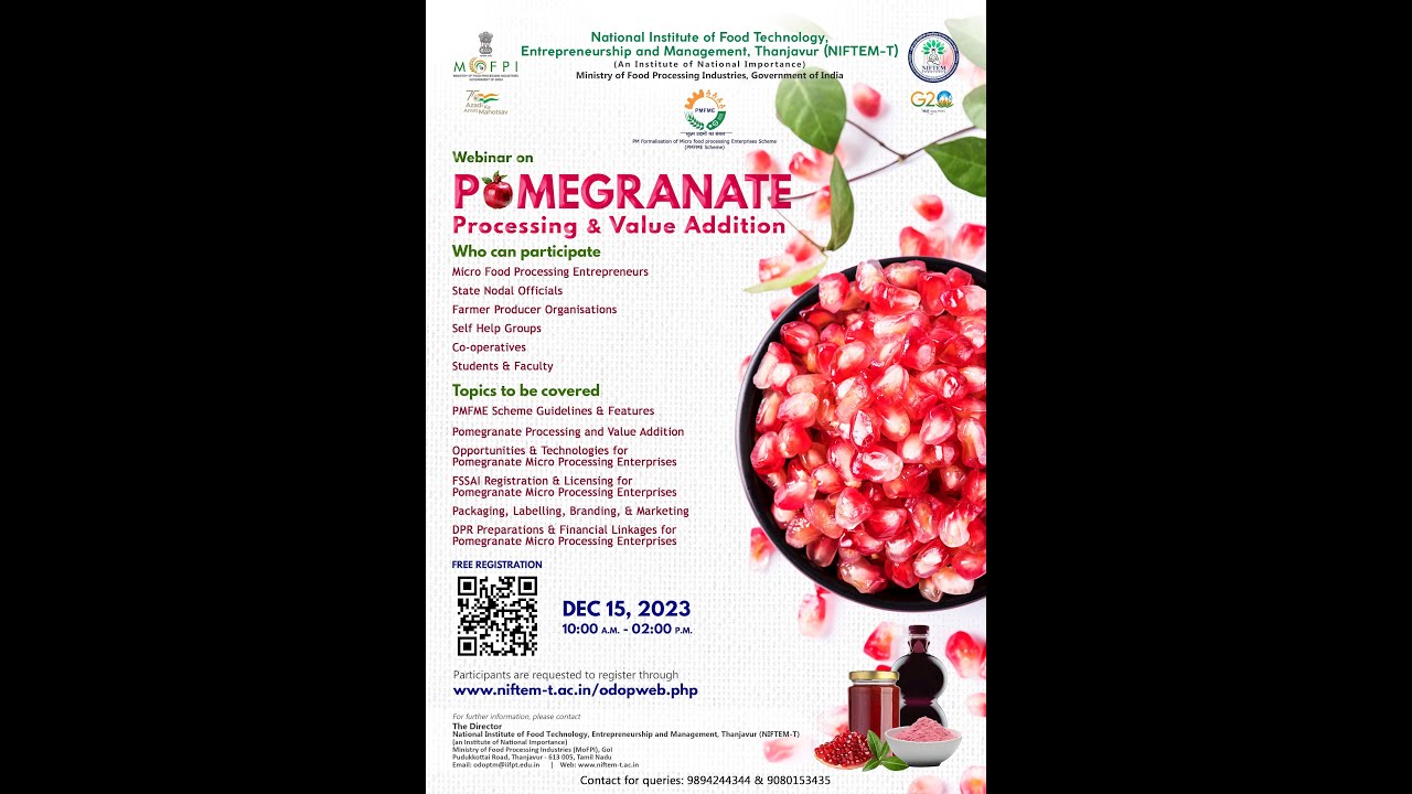 NIFTEM-T National Webinar on Pomegranate Processing & Value Addition ...
