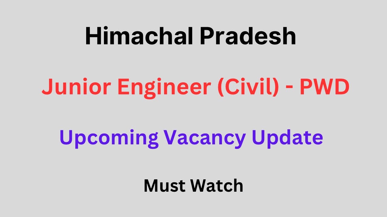 HPPWD JE (Civil) Vacancy Update - 25 April 2024 || Let's Study ||