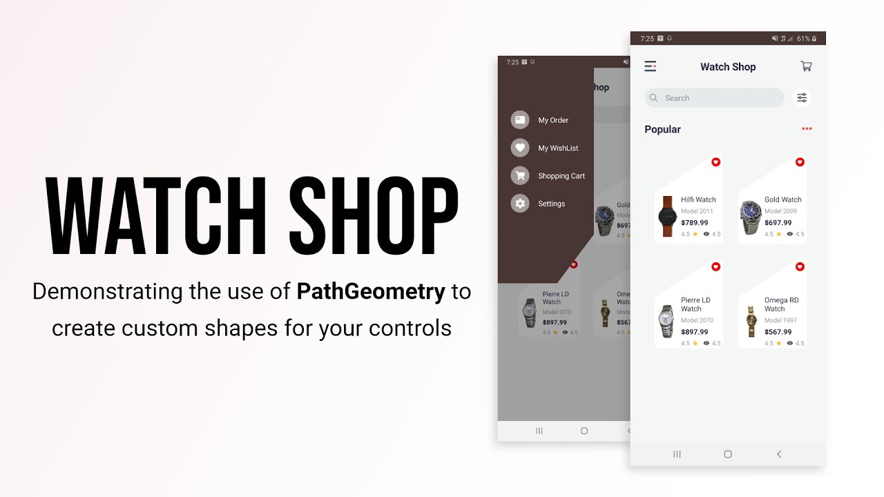 Watch Shop Ecommerce App in Xamarin Forms | Xamarin.Forms Shapes & Path