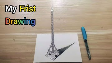 My Frist drawing 3D Eiffel Tower 3D Trick Art || Algroart