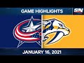 NHL Game Highlights | Blue Jackets vs. Predators - Jan. 16, 2021