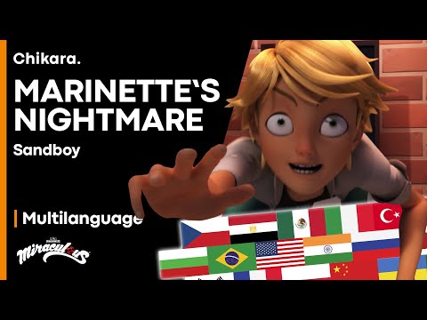 MIRACULOUS | 🎃 MULTILANGUAGE: CREEPY ADRIEN (Marinette's Nightmare) — S2: Sandboy [2021 COMPILATION]