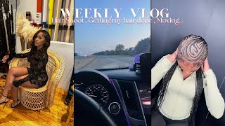 WEEKLY VLOG | BTS Hair Shoot + Getting my hair done + Life Update.. IM MOVING ! (On the road)