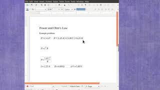Example: Power and Ohms's Law Calculations