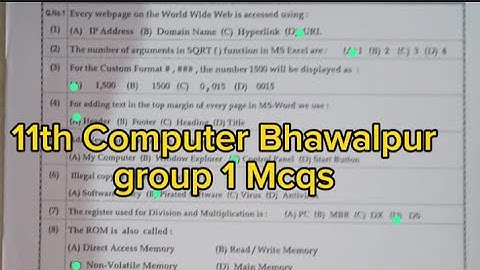 solved Mcqs 11th Computer Bhawalpur Lahore board group 1 paper 2024 1st year computer paper 2024