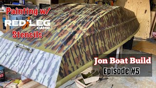 Camo Boat Paint using RedLeg Stencils | Jon boat Build