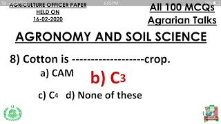 Past paper of Agriculture Officer 2020 | 100 Most Important Agricultural Questions and Answers | screenshot 5