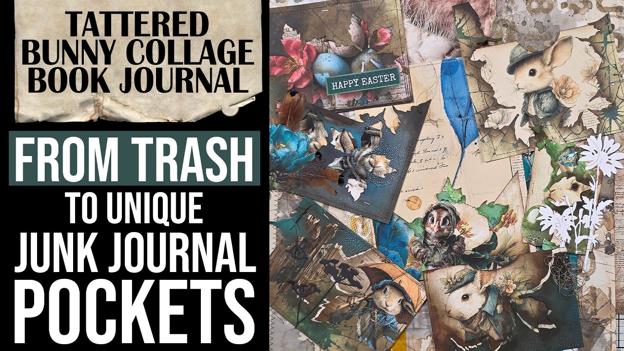 TURN TRASH INTO JUNK JOURNAL POCKETS! [TATTERED BUNNY COLLAGE BOOK]