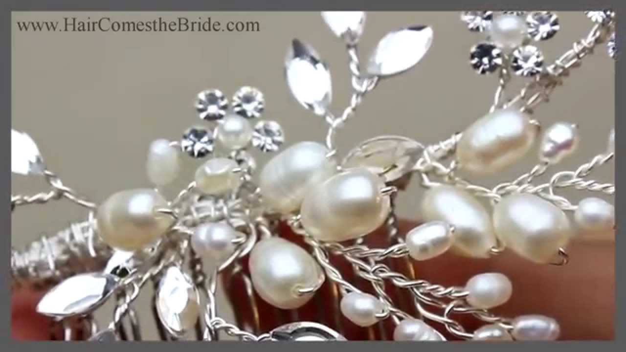 Rhinestone and Pearl Flower Bridal Hair Comb by Hair Comes the Bride - Toni