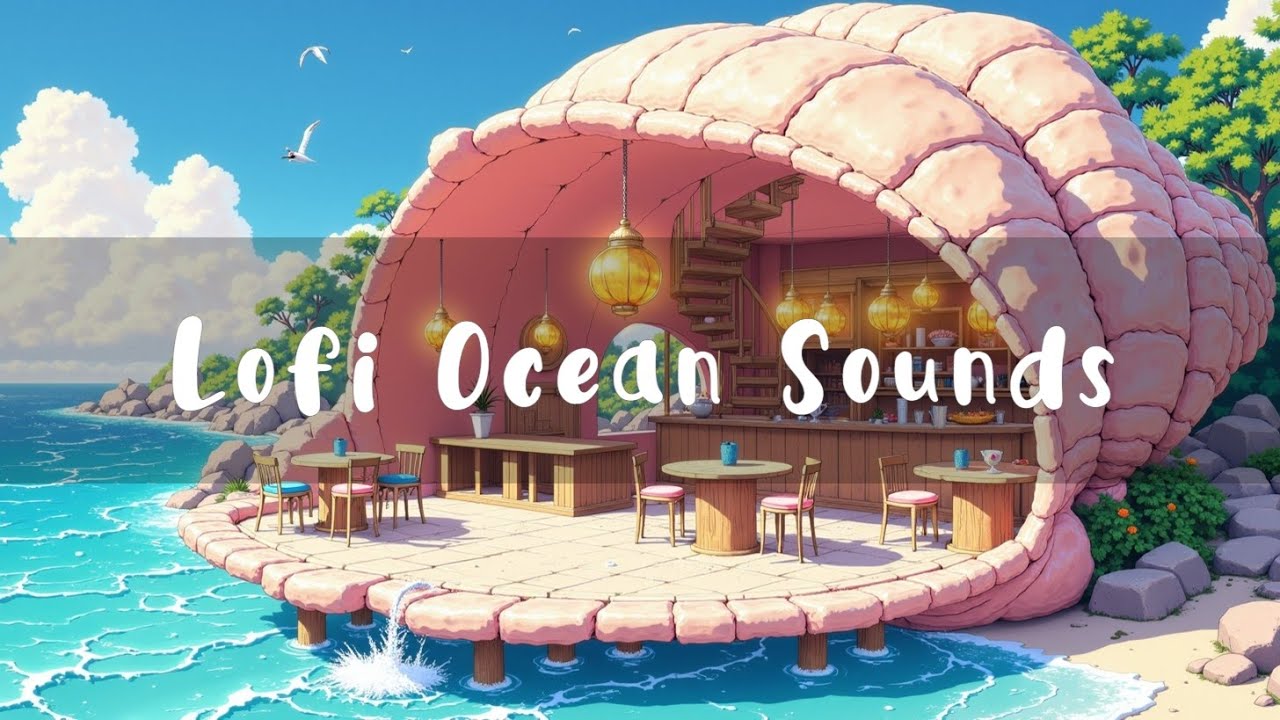 🌊 Расслабляющий Lofi Бич Кафе Чилл | Спокойные Волны и Тропические Вайбы 🐚 Музыка для Учебы