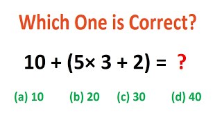 クイズ No.62 | どれが正解？ | 10 + (5 掛ける 3 + 2) #mathtrick #bodmas screenshot 5