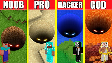 Minecraft Battle: TUNNEL HOUSE BUILD CHALLENGE - NOOB vs PRO vs HACKER vs GOD / Animation PIT HOLE