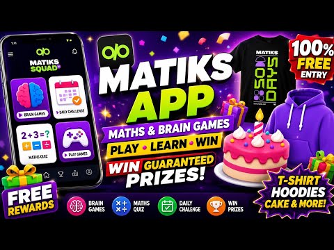 Matiks App 🔥 Win Guaranteed T-Shirt, Hoodie & Free Cake | Brain Games & Maths Quiz App | Free Reward