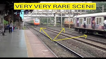 VERY VERY RARE SCENE - 5 Trains On 5 Out Of 6 Railway Lines - Very Busy Mumbai Suburban Railway !!!!