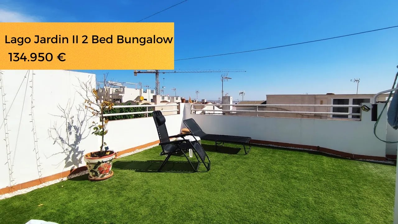 134,950€ Lago Jardin 2, lovely 2 bed bungalow with roof Solarium and pool, AC, new bathroom.