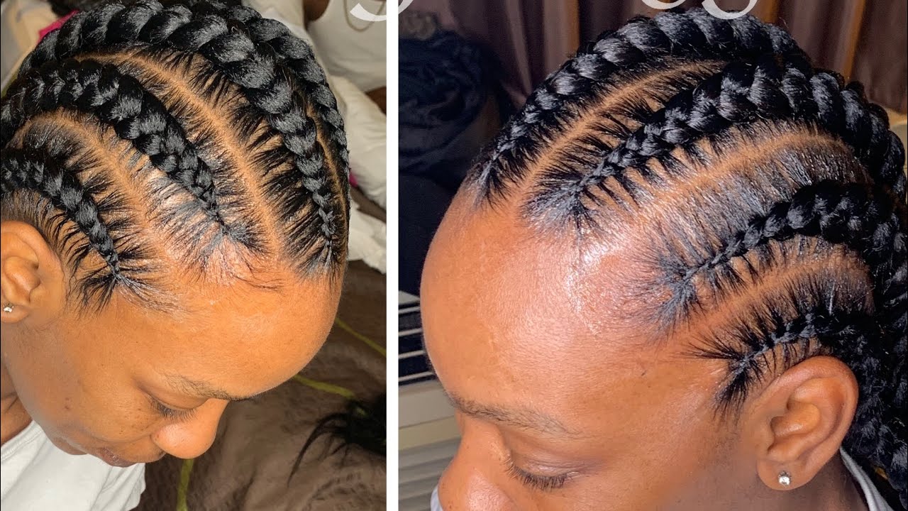 How to do neat feedin braids!! Queen b hair and Murray’s edgewax YouTube