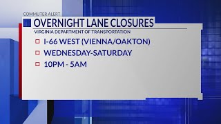 Overnight lane closures coming to I-66 West in Virginia