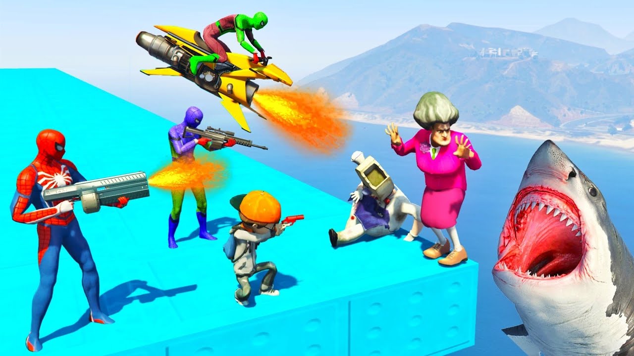 Scary Teacher 3D - Miss'T Vs Spiderman - a angry Shark in the Sea - Nick in Trouble (Couple prank)