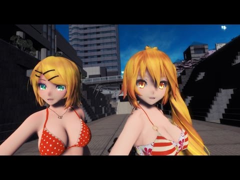 【MMD】水着 ネル ハクでclassic【Tda Rin Neru】