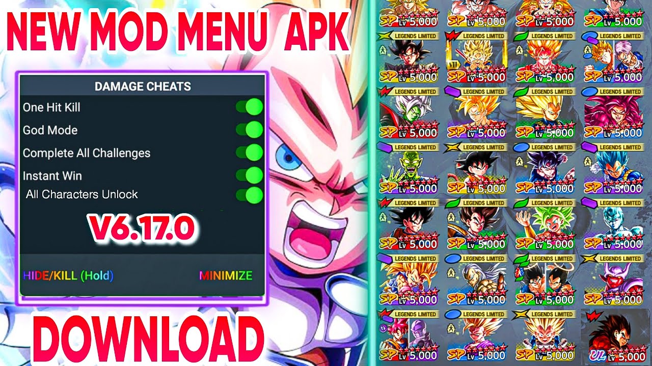 Dragon Ball Legends V6.17.0 NEW MOD MENU APK / Max 14 Stars Characters / CHRONO Crystals