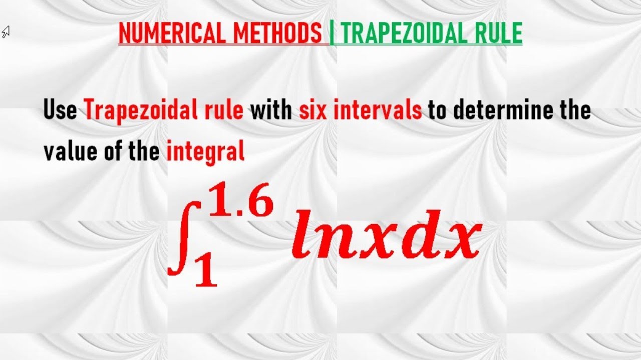 TRAPEZOIDAL RULE WITH 6 INTERVALS - YouTube