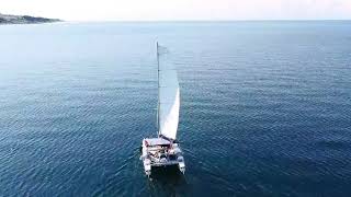 Sailing small catamaran