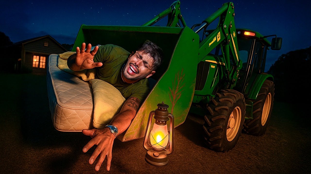 DORMI NA PÁ DO TRATOR DO RENATO POR UMA NOITE INTEIRA