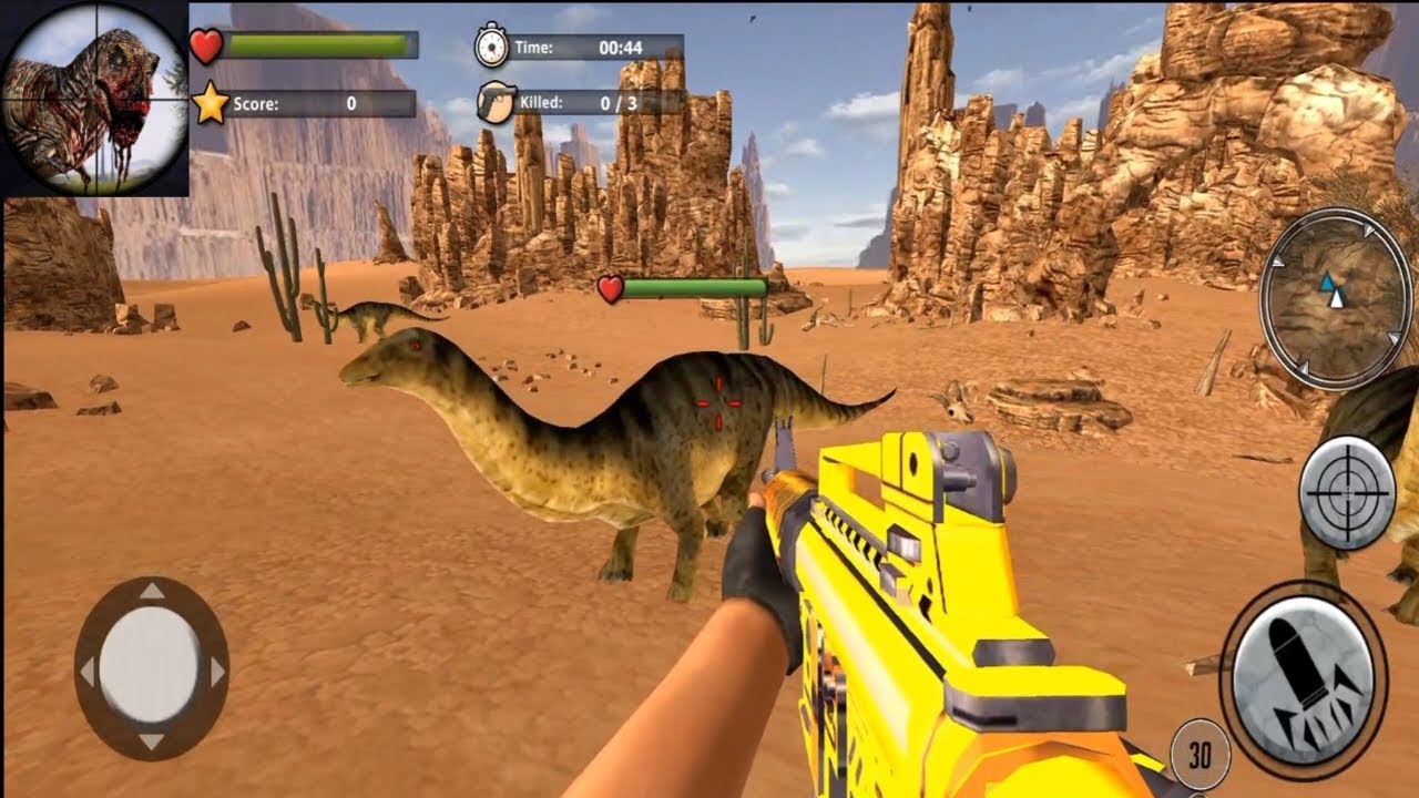 Deadly dinosaur hunter shooting fps game Part - 1 - YouTube
