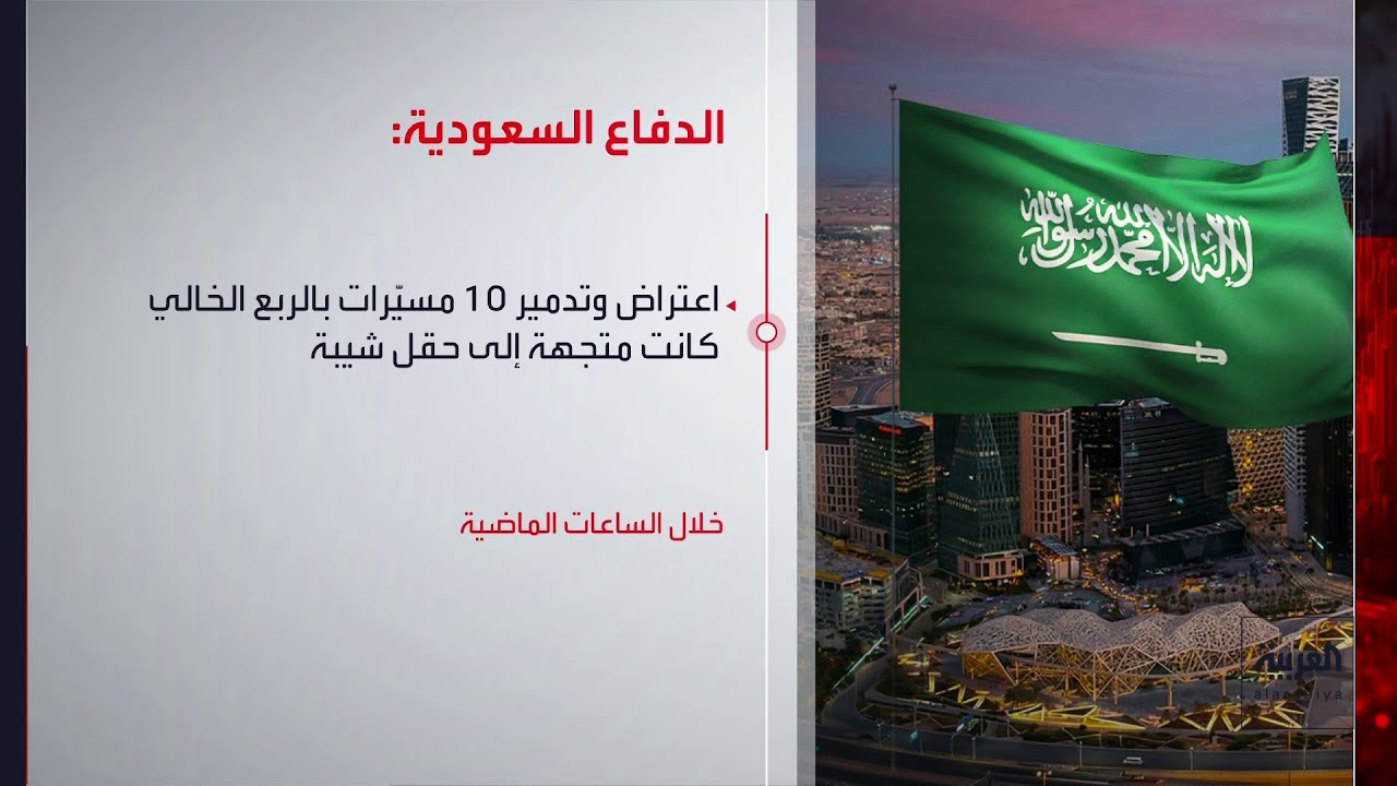 الدفاع السعودية: اعتراض وتدمير عدد من الصواريخ والمسيّرات