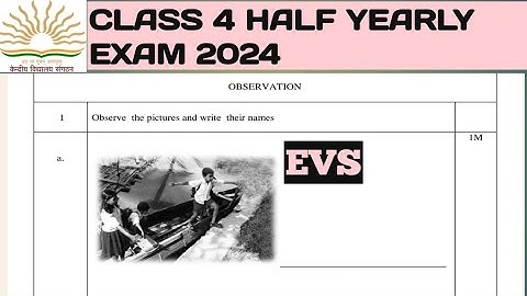 Class- 4 Evs  Half Yearly Exam Questions Paper/Term- 1 Session 2024-25/ Mid term Questions Paper