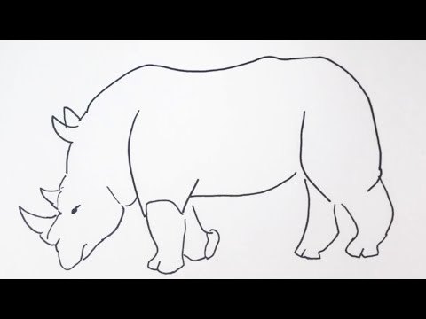 簡単 サイの描き方 イラスト お絵描き Easy How To Draw Rhino Illustration Draw Youtube