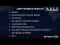 AREP Online Members Meeting Recording: 28 March 2024